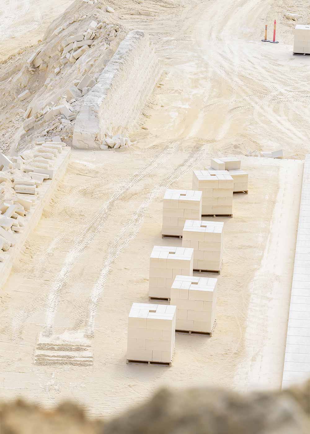 Mount Gambier Limestone Quarry, limestone blocks stacked
